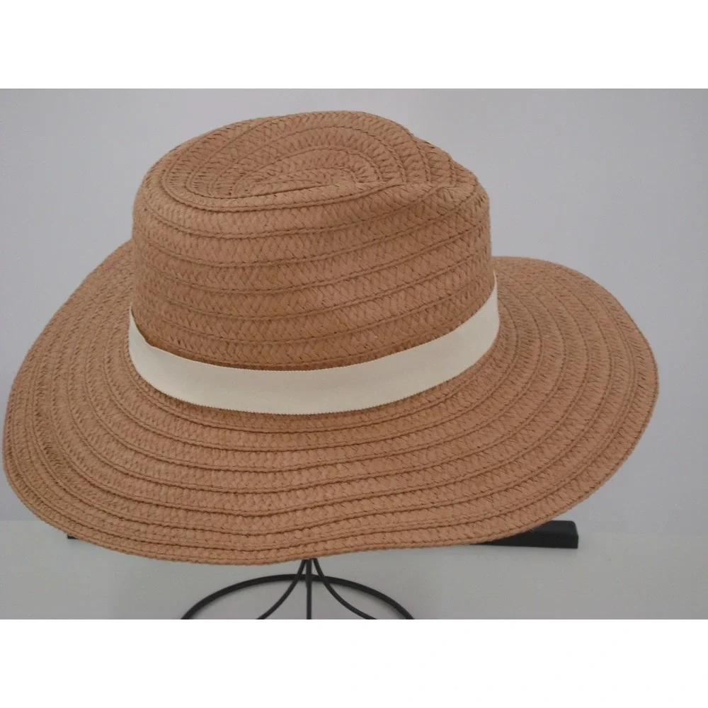 Madewell Straw Fedora Hat Tan Brown Cream Ribbon MD832‎ SP23 Mens Womens ML
